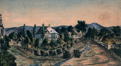 Vista de un pueblo rural, c.1830 de Austrian School