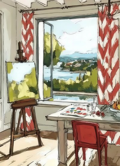 Estudio de artistas con vistas al mar de Avanesova Elena