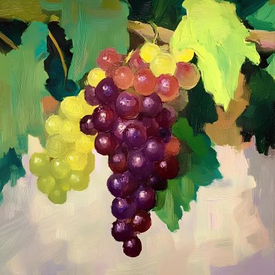 Naturaleza muerta con uvas de colores de Avanesova Elena