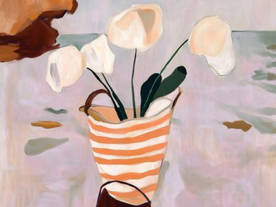 Cesta a rayas «Creamy Blooms» de Avanesova Elena