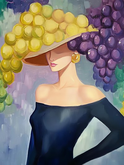 Sombrero elegante con motivos de uvas para mujer de Avanesova Elena