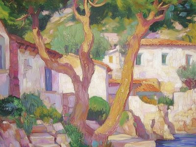 Pueblo costero soleado de Avanesova Elena