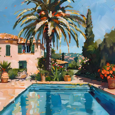 Piscina soleada de estilo mediterráneo de Avanesova Elena