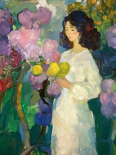 Mujer sosteniendo una fruta amarilla de Avanesova Elena