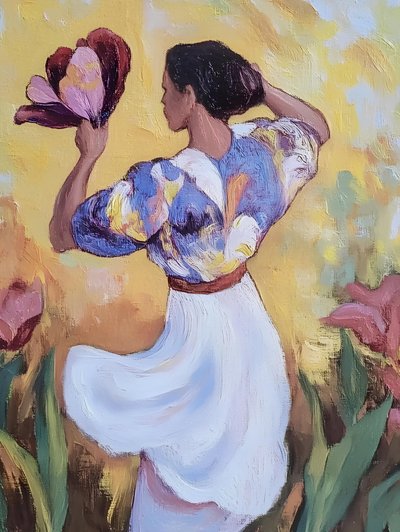 Mujer en un jardín de flores de Avanesova Elena