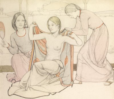 Los bañistas (acuarela y lápiz) de Averil Mary Burleigh