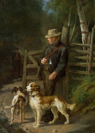 Chico con perros deportivos de Axel Hjalmar Ender