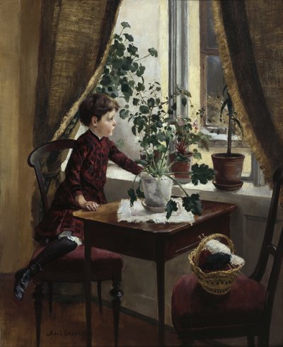 Interior con Niña (óleo sobre lienzo) de Axel Hjalmar Ender