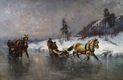 Paseo en trineo sobre el hielo (óleo sobre lienzo) de Axel Hjalmar Ender