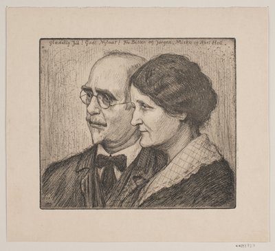 Autorretrato con esposa. Tarjeta de Navidad y Año Nuevo de Axel Hou