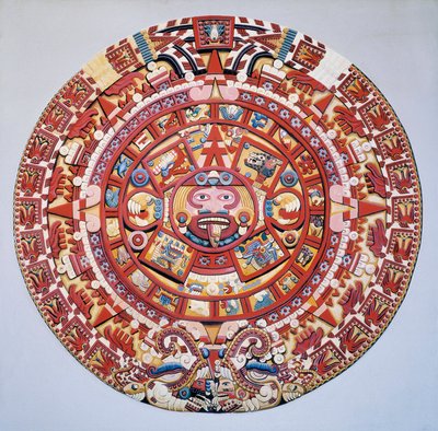 Civilización Precolombina: el Calendario Azteca (Piedra del Sol): disco que representa el calendario y la cosmogonía azteca (Tonalpohualli) de Aztec Aztec