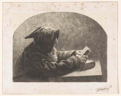 Monje lector de B.J. de Vries jr. (signed by artist)
