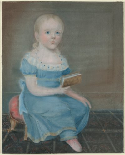 Retrato de una niña con ojos azules y vestido azul de B. Doyle
