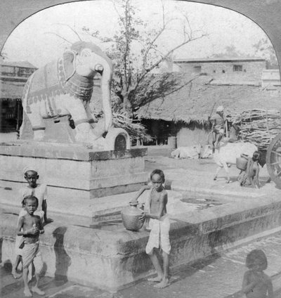 Una fuente de elefante, Madura, India, 1901 de B. L. Singley