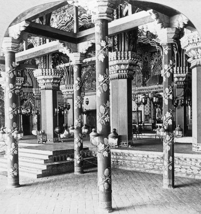 El salón durbar Mahratta, Palacio de la Princesa de Tanjore, Tanjore Thanjavur, India, 1901 de B. L. Singley