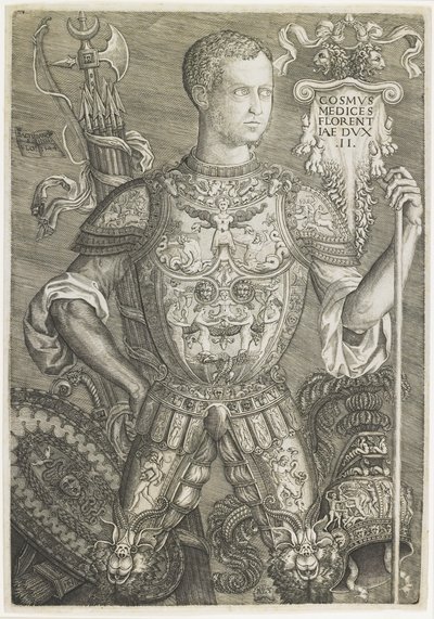 Cosmo I de Medici, grabado por Niccolo della Casa (fl. c. 1543-48) de Baccio (after) Bandinelli