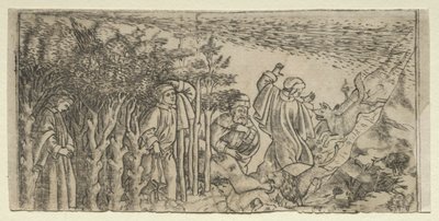 Dante perdido en el bosque: escapando y encontrando a Virgilio, Canto I de Baccio Baldini
