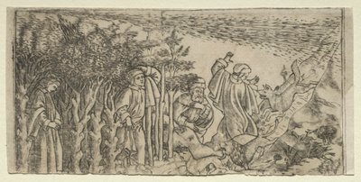 Dante perdido en el bosque: escapando y encontrando a Virgilio, Canto I, 1481 de Baccio Baldini