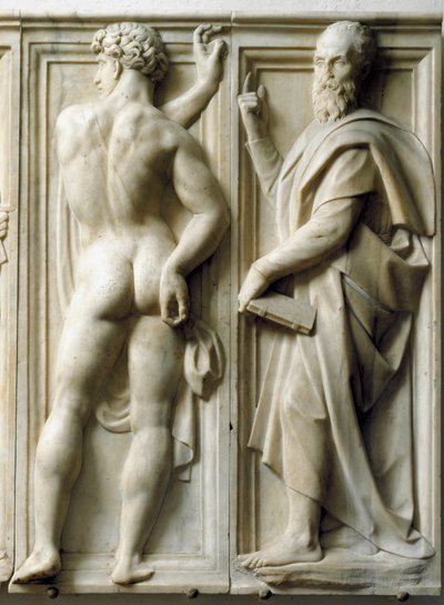 Profeta e Ignudo Bajo relieve de mármol por Baccio Bandinelli (1493-1560) de Baccio Bandinelli