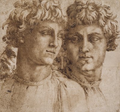 Dos estudios de la cabeza de un joven, c.1550 de Baccio Bandinelli