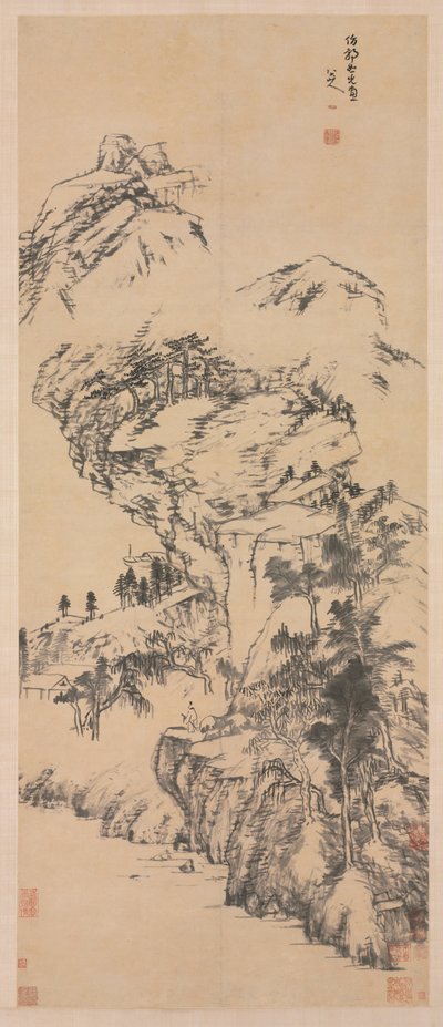 Paisaje después de Guo Zhongshu de Bada Shanren