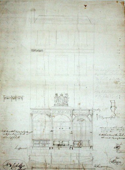 Diseño para la Oficina de la Lotería Estatal de Nicholson, No. 3 Cockspur Street, Ciudad de Londres de Baker Baker