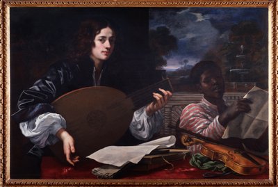 Retrato de Jugador de Laúd con Cantante Negro de Baldassare Franceschini