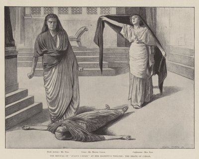 La reposición de "Julio César" en el teatro de Su Majestad, la muerte de César (grabado) de Balliol (after) Salmon