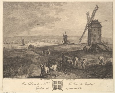Los Tres Molinos después de una pintura en la colección del Duque de P... de Balthasar Anton Dunker