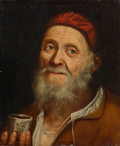 Viejo con una taza de café de Balthasar Denner