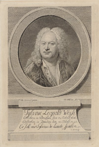 Retrato de Sylvius Leopold Weiss de Balthasar Denner