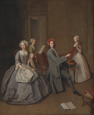 La familia del artista haciendo música juntos de Balthasar Denner