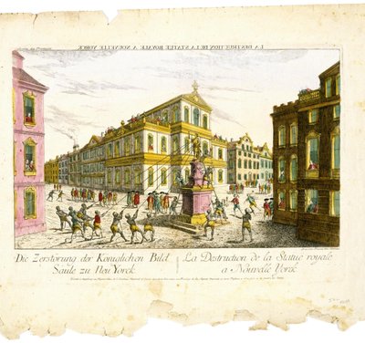 Destrucción de la estatua real en Nueva York de Balthasar Friedrich Leizelt