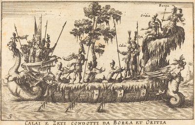 Calai y Zeti conducidos por Bóreas y Oritia de Balthasar Moncornet after Remigio Cantagallina