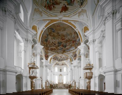 Vista interior de la iglesia del monasterio por el arquitecto Johann Balthasar Neumann, Neresheim, Alemania de Balthasar Neumann