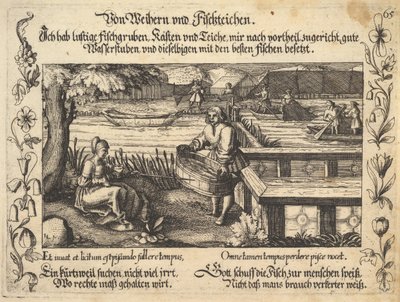 De estanques y viveros de peces, ilustración de Petrarca, Glück und Unglück Spiegel, figur..., 1652 de Balthasar Schwan