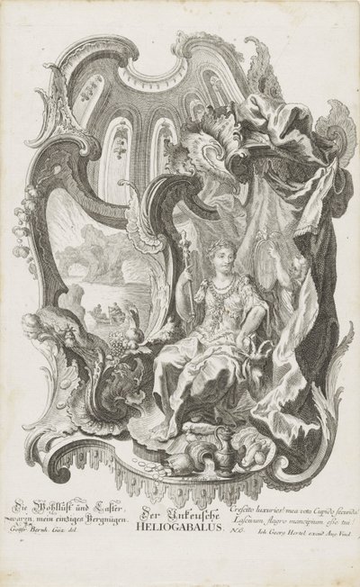 El impúdico Heliogábalo El impúdico Heliogábalo (título sobre objeto) Figuras alegóricas (título de serie) de Balthasar Sigmund Setletzky