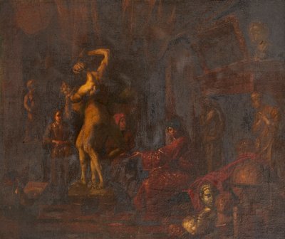 En el estudio del artista (óleo sobre lienzo) de Balthasar van den (attr.to) Bossche