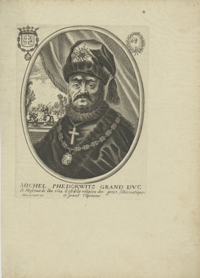 Retrato del zar Mijaíl I Fiódorovich de Rusia 1596-1645, alrededor de 1640-1650 de Balthazar Moncornet