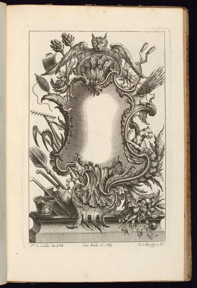 Cartucho con búho, libro de cartuchos irregulares de Balthazar Sigismond Setlezky