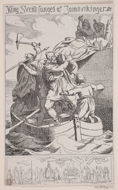 El rey Svend capturado por los Jomsvikings de Balzer Dahl