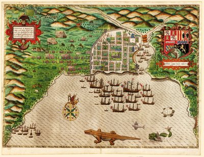 Domingo, del viaje de Drake a las Indias Occidentales 1585 - 86, pub. 1589 de Baptista Boazio