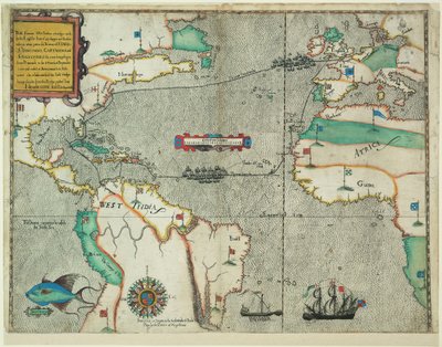 El famoso viaje a las Indias Occidentales de la flota inglesa de 23 barcos y barcas de Baptista Boazio