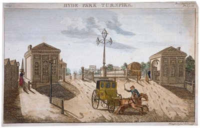 Vista de Hyde Park Corner Turnpike, Westminster, Londres, 1792 de Barak Longmate Jr