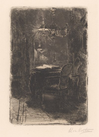 Interior con espejo y mesa con libro abierto de Barbara Elisabeth van Houten (signed by artist)