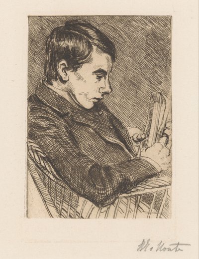 Retrato de H.W. Mouton con libro de Barbara Elisabeth van Houten (signed by artist)