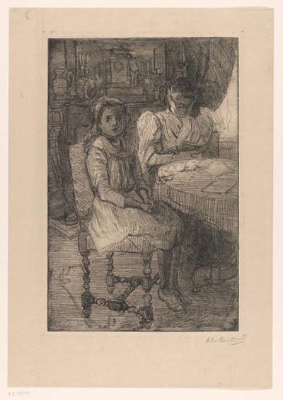 Dos mujeres en la mesa de Barbara Elisabeth van Houten (signed by artist)