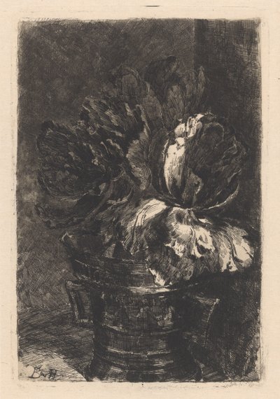 Tulipanes en mortero de cobre de Barbara Elisabeth van Houten