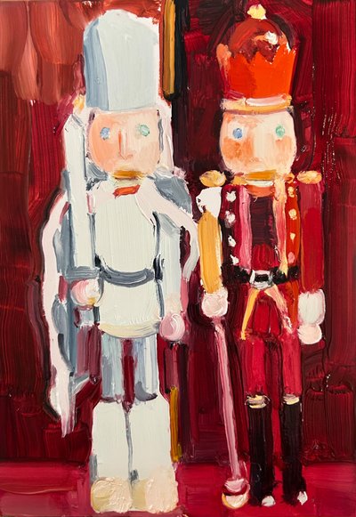 cascanueces, 2024, óleo sobre tabla de Barbara Hoogeweegen