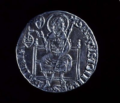 Reverso de un gran guelfo que representa a San Juan Bautista, acuñado en 1376 de Barduccio di Chierichino